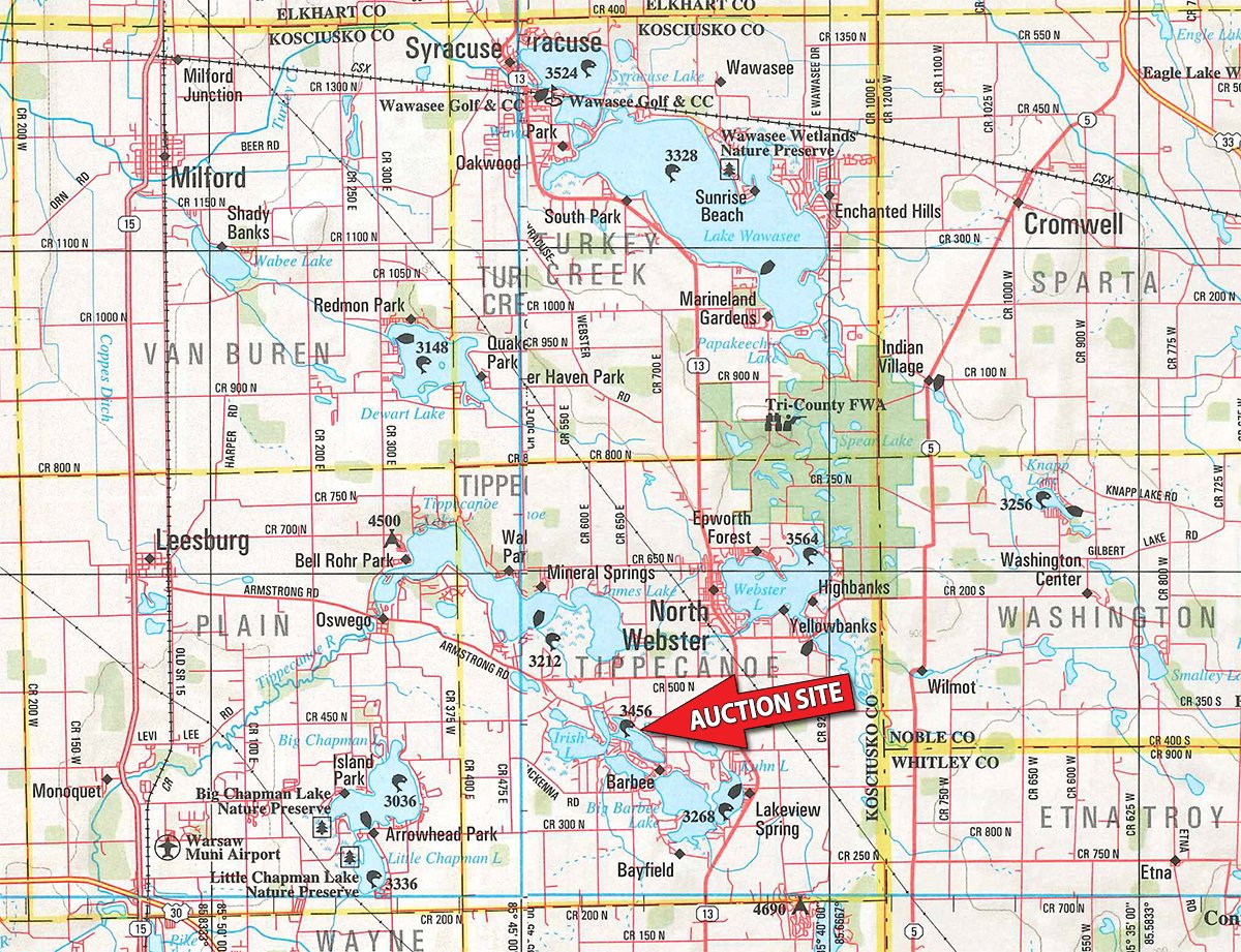 Area map - PERSONAL PROPERTY AUCTION IN KOSCIUSKO COUNTY